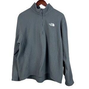 The North Face Men's Gray Waffle Knit Quarter Zip Fleece Pullover XL
